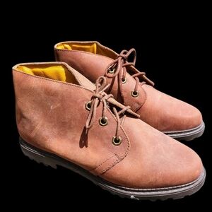 Brown Lace Up Boots with Sturdy Rubber Sole